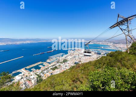 Gibraltar Seilbahn Hafen Mittelmeer Reise Stadt Übersicht Reisen Stockfoto