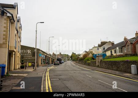 Das Dorf Scone außerhalb von Perth Schottland, wo sich der Stein des Scone, der Stein des Schicksals und der Krönungsstein im Scone Palace befinden. Stockfoto