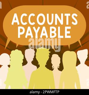 Unterschrift mit Kreditorenbuchhaltung, ein Wort, das auf Geld geschrieben ist, das ein Unternehmen seinen Lieferanten als Verbindlichkeit schuldet Stockfoto