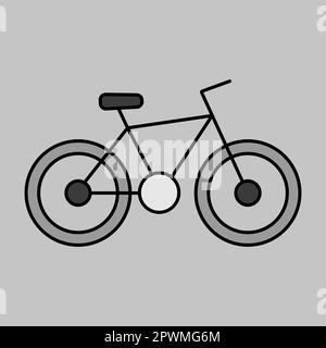 Vom Fahrradvektor isoliertes Graustufensymbol. Campingschild. Diagrammsymbol für Reise- und Tourismus-Website und -Apps-Design, Logo, App, UI Stockfoto