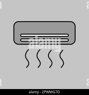 Klimaanlage mit geteilter Klimaanlage Flachvektor isoliertes Graustufensymbol. Diagrammsymbol für Elektro-Websites und -Apps, Logo, App, UI Stockfoto