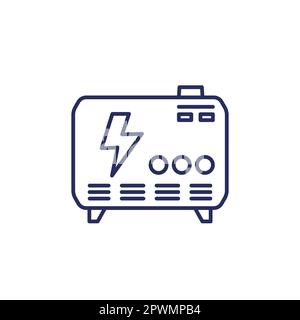 Symbol für die Leitung des tragbaren Generators ist weiß Stock Vektor