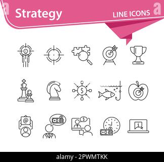 Symbolgruppe "Strategie" Stock Vektor