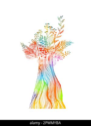 Blumenabstraktion in einer farbigen Vase. Grußkarte mit Blumen. Vektordarstellung Stock Vektor