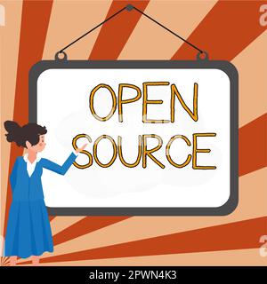 Inspiration zeigt Zeichen Open Source, Geschäftsidee bezeichnet Software, die ursprünglichen Quellcode frei verfügbar Stockfoto