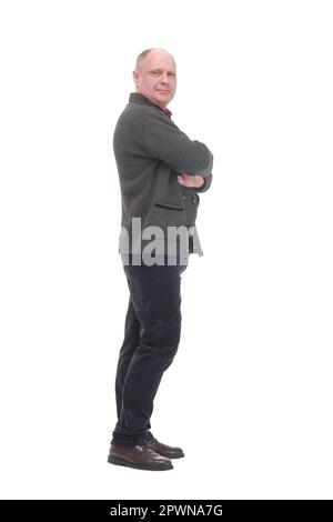 Reifer Mann in lässiger Kleidung.isoliert auf weißem Hintergrund. Stockfoto