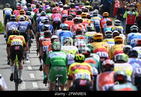 Eschborn, Deutschland. 01. Mai 2023. Radfahren: UCI WorldTour - Eschborn-Frankfurt (203,80 km), Männer. Das Elite-Peloton beginnt in Eschborn. Kredit: Arne Dedert/dpa/Alamy Live News Stockfoto