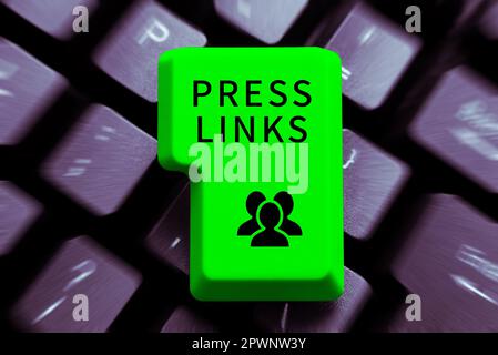 Inspiration mit dem Zeichen Press Links, Word für beabsichtigte Änderung der Rangfolge einer Website in der Suche Stockfoto