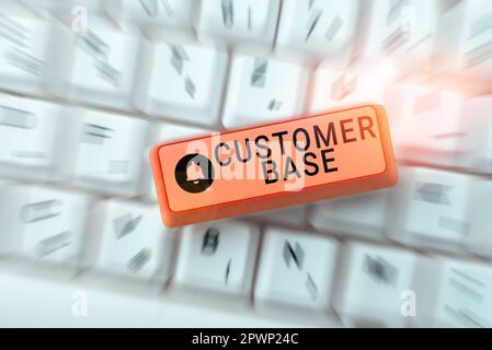 Konzeptionelle Überschrift Kundenbasis, Geschäftsansatz ermutigen Sie Kunden, Ihre Marke zu kaufen Stockfoto