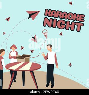 Textunterschrift mit Karaoke-Abend, Business Idea Entertainment, bei dem Instrumentalmusik von einer Maschine gespielt wird Stockfoto