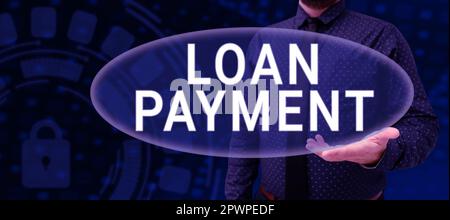 Konzeptionelle Darstellung Kreditzahlung, Konzeptfoto etwas ausgeliehen oder möbliert unter der Bedingung, dass es zurückgegeben wird Stockfoto