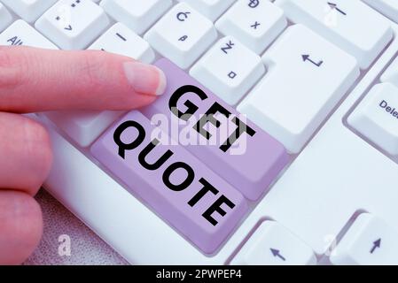 Konzeptionelle Überschrift Angebot abrufen, Wort für den letzten Preis, dem ein Käufer und Verkäufer zugestimmt hat Stockfoto