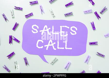 Text, der den Anruf bei Inspiration Sales zeigt. Konzept bedeutet einen Telefonanruf, der von einem Vertriebsmitarbeiter eines Unternehmens getätigt wurde Stockfoto
