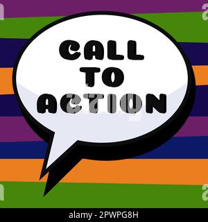 Schreiben mit Text Call to Action, Wort geschrieben auf Ermutigung Entscheidung bewegen, um erfolgreiche Strategie voranzubringen Stockfoto