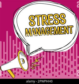 Inspiration zeigt Stressmanagement, Word, um Verhaltensweisen und Denkweisen zu erlernen, die Stress reduzieren Stockfoto