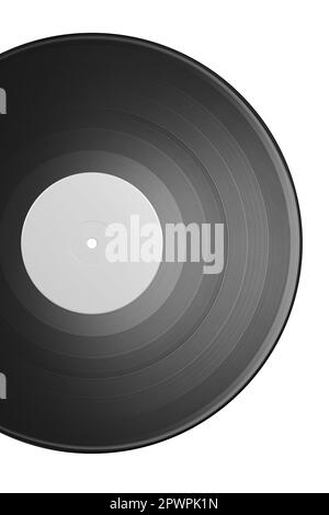 12-Zoll-Vinyl-LP-Aufnahme isoliert auf weißem Hintergrund. Stockfoto