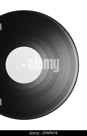 12-Zoll-Vinyl-LP-Aufnahme isoliert auf weißem Hintergrund. Stockfoto