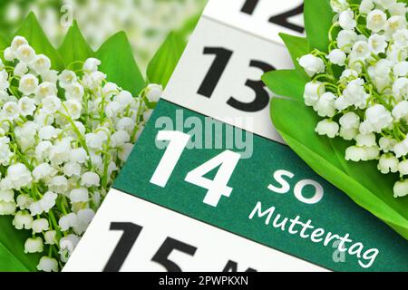 Deutscher Kalender 2023. Mai 14 Sonntag Muttertag und Blumen Stockfoto