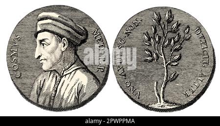 Medaille von Cosimo dem Ältesten, auch bekannt als Cosimo de Medici, 1389-1464 Stockfoto
