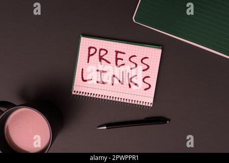 Textzeichen, das Drucklinks anzeigt, Konzept, das die Rangfolge einer Site in der Suche manipulieren soll Stockfoto