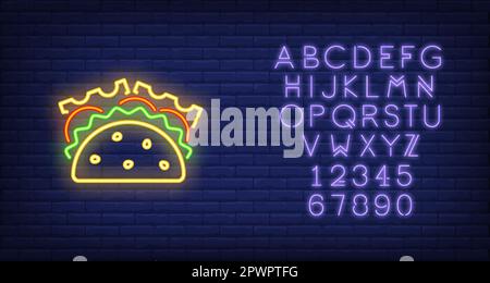 Taco-Neon-Zeichen Stock Vektor