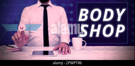 Schreiben mit Text Karosseriewerkstatt, konzeptionelles Foto ein Geschäft, in dem Karosserien hergestellt oder repariert werden Stockfoto