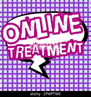 Schreiben Anzeigetext Online-Behandlung, Business Approach Bereitstellung psychischer Gesundheitsberatung über das Internet Stockfoto