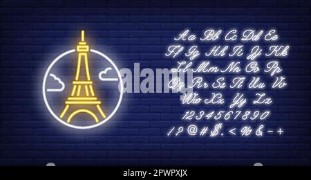 Neonschild Eiffelturm Stock Vektor