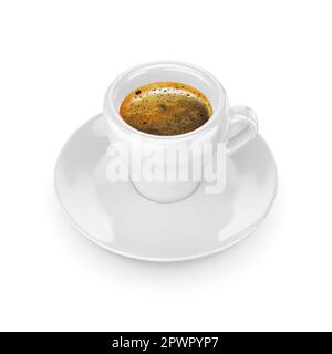 Espresso-Kaffeetasse isoliert auf weißem Hintergrund. 3D-Rendering-Abbildung. Stockfoto