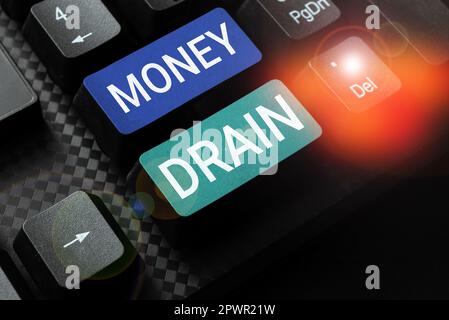 Schreiben, bei dem Text Geld abzieht, konzeptionelles Foto, um Geld zu verschwenden oder zu verschwenden, Geld töricht oder nachlässig ausgeben Stockfoto