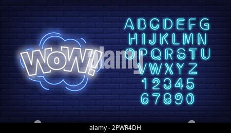 WOW-Zeichen mit Neon-Schriftzug Stock Vektor