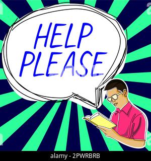 Schreiben Texthilfe Bitte nehmen Sie ein konzeptionelles Foto auf, das verwendet wird, um eine Anfrage zu stellen oder um Hilfe zu bitten Stockfoto