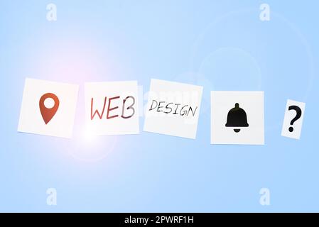 Konzeptunterschrift Web Design, Konzeptfoto, der für die Produktion und Wartung von Websites verantwortlich ist Stockfoto