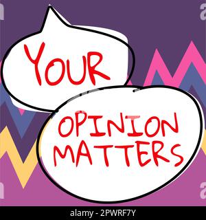 Inspiration zeigt Zeichen Ihre Meinung zählt, Internetkonzept für Ihre Meinung und wertvolle Verbesserungsvorschläge Stockfoto