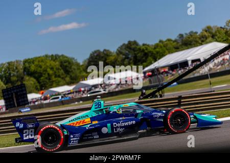 ROMAIN GROSJEAN (28) aus Genf, Schweiz, fährt während des Großen Preises der Kinder von Alabama Indy im Barber Motorsports Park in Birmingham AL durch die Kurven. Stockfoto