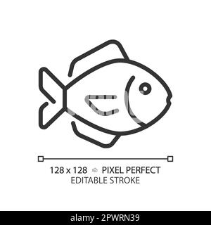 Fish Pixel Perfect lineares Symbol Stock Vektor