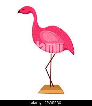 Figur im Art déco-Stil. Innenraumgestaltung. Flamingo im Art déco-Stil. Vogelstatue.Vektorelement auf weißem Hintergrund isoliert. Stockfoto