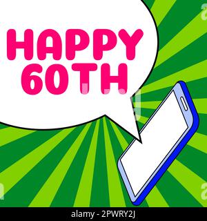 Schreiben mit Text Happy 60., Business Idea a a joyful occasion for special Event to celebrate the 60. year Stockfoto