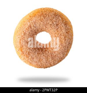 Donut oder Donut mit Zucker isoliert auf weiß mit Schnittpfad Stockfoto