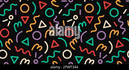 Farbenfrohe Linienführung mit nahtlosem Muster. Stock Vektor