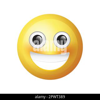 Hochwertiger Emoticon-Vektor auf weißem Hintergrund. Lächelnde Emoji, errötendes Smiley-Symbol. Stock Vektor