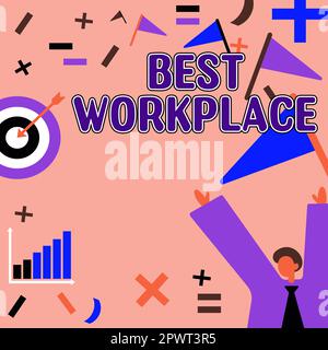 Schreiben mit Text „bester Arbeitsplatz“, Konzept für ideales Unternehmen, um stressfrei mit hoher Kompensation zu arbeiten Stockfoto