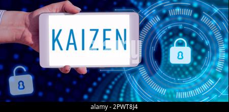 Schild mit Kaizen, Business Idea, einer japanischen Unternehmensphilosophie zur Verbesserung der Arbeitsmethoden Stockfoto