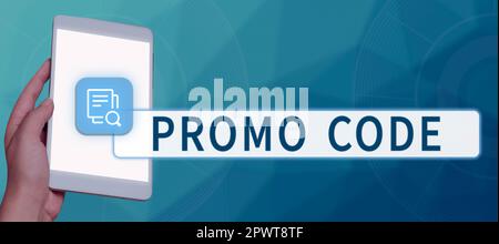 Inspiration mit Signage Promo Code und digitalen Internet Concept Nummern, die Ihnen einen guten Rabatt auf bestimmte Produkte bieten Stockfoto