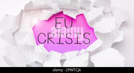 Inspiration zeigt Zeichen der EU-Krise, Business Approach-Staat der Eurozone ist nicht in der Lage, ihre Staatsschulden zurückzuzahlen oder zu refinanzieren Stockfoto