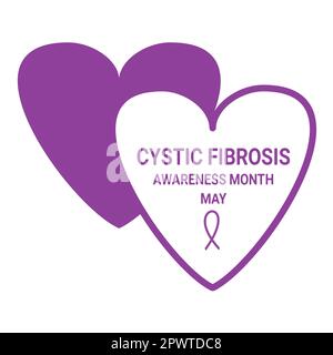 Kampagne zum Sensibilisierungsmonat für zystische Fibrose. Mai. Vektordarstellung. Lila Herzsymbol isoliert auf weißem Hintergrund Stock Vektor