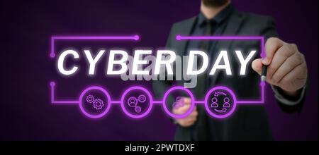 Writing mit Text Cyber Day, Word, geschrieben zum Marketingbegriff für den Montag nach dem Thanksgiving in den USA Stockfoto