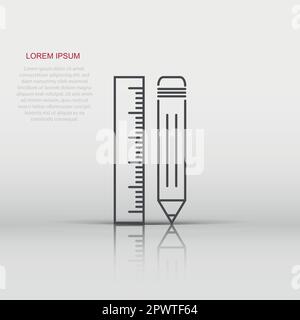Vektorstift mit Lineal in flacher Form. Piktogramm zur Darstellung des Lineals. Geschäftskonzept Büroausstattung. Stock Vektor
