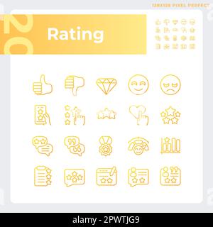 Symbole für lineare Vektoren mit perfektem Gradienten für Bewertungspixel festgelegt Stock Vektor