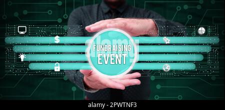 Handgeschriebenes Schild Fundraising Event, Business Concept Kampagne, deren Zweck es ist, Geld für eine Sache zu sammeln Stockfoto